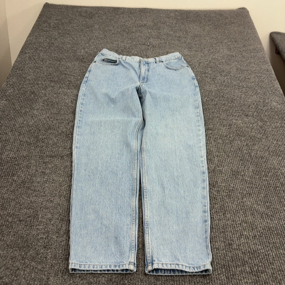 Vintage Lands End Jeans Womens 14 Light Wash Cotton High Rise Straight Leg Retro